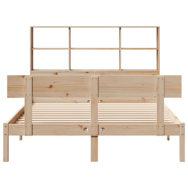 vidaXL Sänky kirjahyllyllä ilman patjaa 140x200 cm täysi mänty