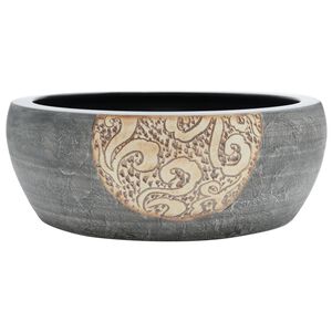 vidaXL Pesuallas ty&ouml;tasolle musta ja ruskea py&ouml;re&auml; &Phi;41x14cm keraaminen