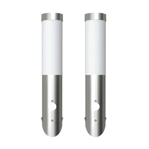 2 Sein&auml;valaisinta Ruostumattomasta Ter&auml;ksest&auml; Liiketunnistimella