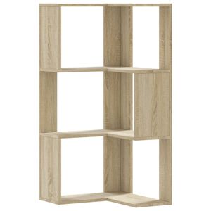 vidaXL Kulmakirjahylly 3 tasoa Sonoma-tammi 50x50x102 cm tekninen puu