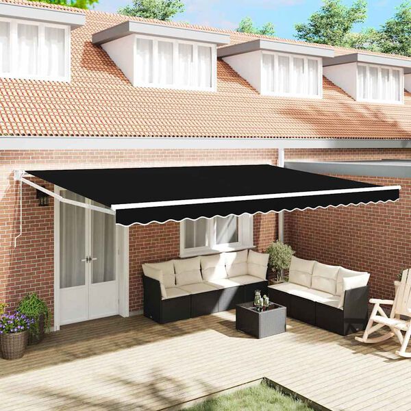 vidaXL Aurinkovarjo Musta 500 x 300 x 165 cm Polyesteri ja metalli