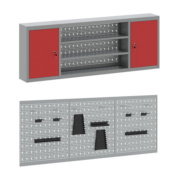 vidaXL Työpöytäkaappi laatikon kanssa 7 pcs Punainen 150 x 55 x 200 cm