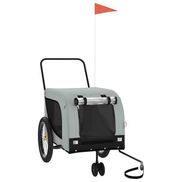 vidaXL Lemmikinkuljetuskärry polkupyörään harmaa/musta kangas ja rauta