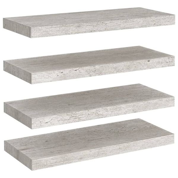 vidaXL Kelluvat seinähyllyt 4 kpl betoninharmaa 60x23,5x3,8 cm MDF