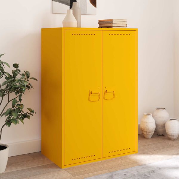 vidaXL Kaappikahvat 2 pcs Sinappikeltainen 85 x 45 mm Metalli