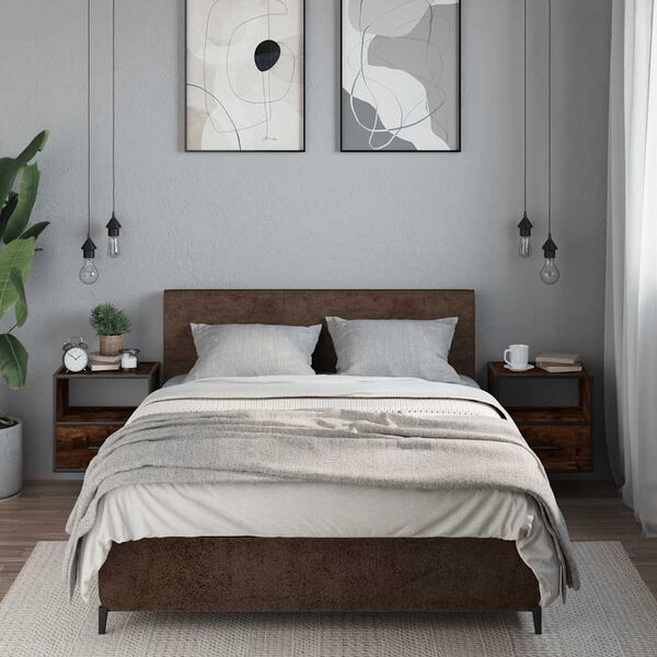 vidaXL Seinälle asennettavat yökaapit 2 kpl Savustettu tammi