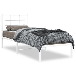 vidaXL Metallis&auml;ngynrunko ilman patjaa p&auml;&auml;tylevy valkoinen 75x190 cm