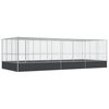 vidaXL Aviaario jatkeella hopea 725x307x212 cm ter&auml;s