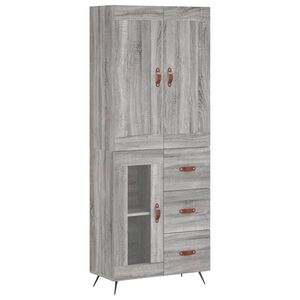 vidaXL Kaappi harmaa Sonoma 69,5x34x180 cm tekninen puu