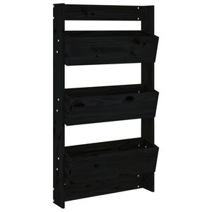 vidaXL Seinäkukkalaatikko 3 tasoa 60x18,5x110 cm musta täysi mänty