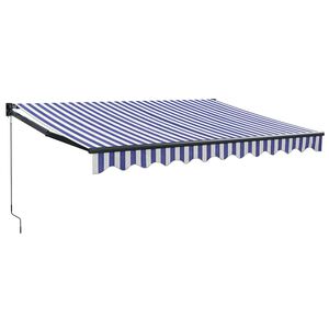 vidaXL Sis&auml;&auml;nkelattava markiisi sinivalkoinen 3x2,5 m kangas/alumiini