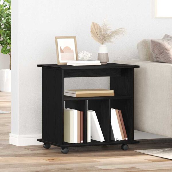 vidaXL Rullaava kaappi Musta tammi. 60 x 45 x 55 cm Tekninen puu