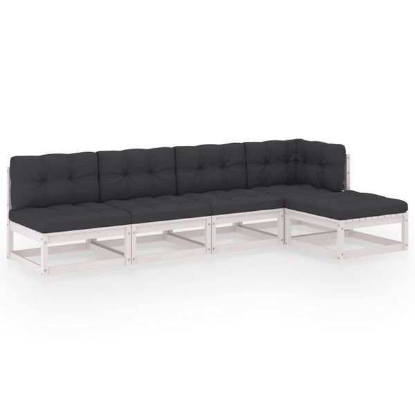 vidaXL 5 -osainen Puutarhasohvasarja tyynyill&auml; t&auml;ysi m&auml;nty