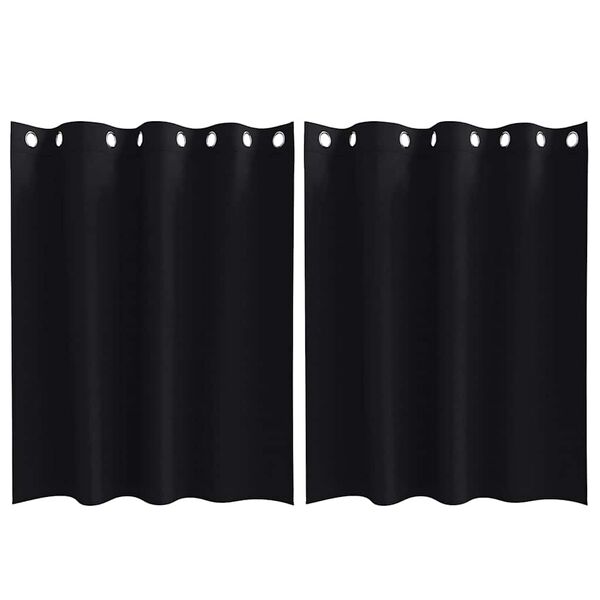 vidaXL Piment&auml;v&auml; verho renkailla 2 pcs Musta 140 x 140 cm Polyesteri