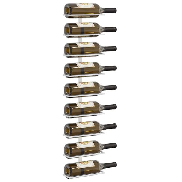 vidaXL Sein&auml;kiinnitett&auml;v&auml; viinipulloteline 9 pullolle 2 kpl valkoinen