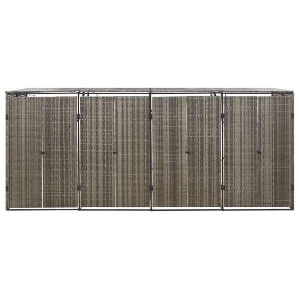 vidaXL Nelj&auml;n roska-astian vaja harmaa 274x80x117 cm polyrottinki