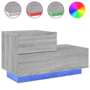 vidaXL Y&ouml;p&ouml;yt&auml; LED-valoilla harmaa Sonoma 70x36x40,5 cm