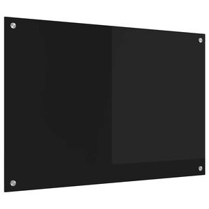 vidaXL Keitti&ouml;n suojapaneeli Musta 90 x 60 cm karkaistu lasi