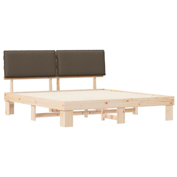 vidaXL Sänkyrunko verhoillulla päädyn päätyllä Harmaanruskea