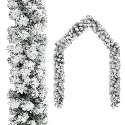 vidaXL Jouluseppele lumihuurteella vihreä 20 m PVC