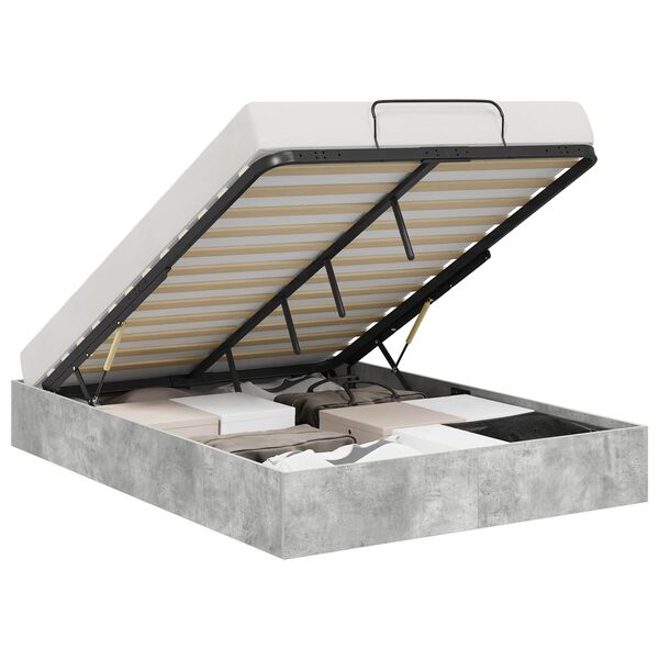 vidaXL Ottoman S&auml;ngyn Runko Betoni Harmaa 4FT6 Double Tekninen puu