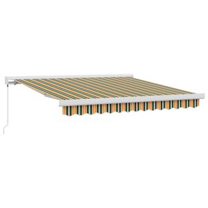vidaXL Vedett&auml;v&auml; markiisi Vihre&auml; ja keltainen 300 x 250 cm