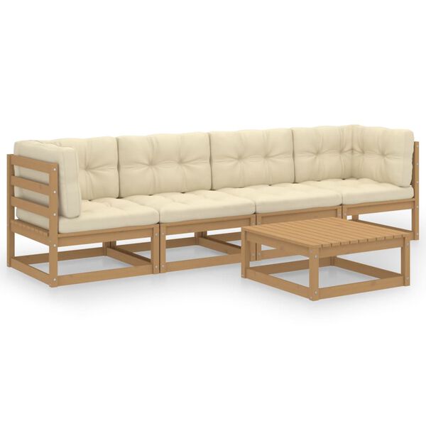 vidaXL 5 -osainen Puutarhasohvasarja tyynyill&auml; t&auml;ysi m&auml;nty