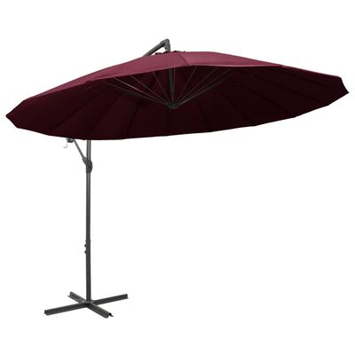 vidaXL Riippuva päivänvarjo viininpunainen 3 m alumiinitanko