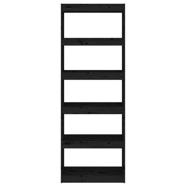 vidaXL Kirjahylly/tilanjakaja musta 60x30x167,5 cm täysi mänty