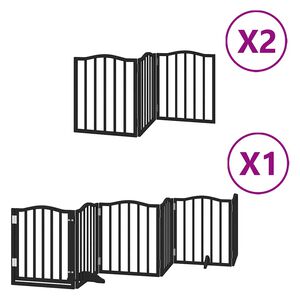 vidaXL Koiraportti kokoontaittuva 12 paneelia musta 600 cm poppelipuu