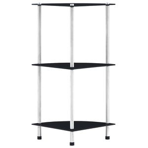 vidaXL 3-kerroksinen hylly musta 30x30x67 cm karkaistu lasi