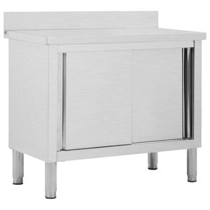 vidaXL Keitti&ouml;n ty&ouml;p&ouml;yt&auml; liukuovet 100x50x(95-97) cm ruostumaton ter&auml;s