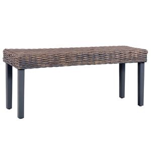 vidaXL Penkki 110 cm harmaa luonnollinen kubu-rottinki/t&auml;ysi mahonkipuu