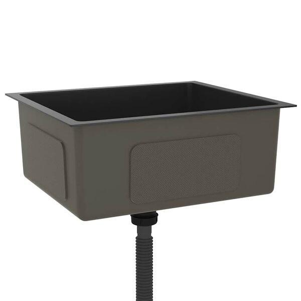 vidaXL Käsintehty tiskiallas musta ruostumaton teräs