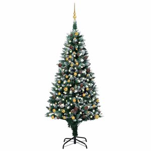 vidaXL keinotekoinen joulukuusi LED-valoilla ja pallosetill&auml; ja k&auml;vyill&auml; 210 cm