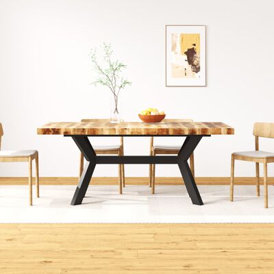 vidaXL Ruokapöytä Kiinteä mangopuu ja teräsjalusta 180 cm