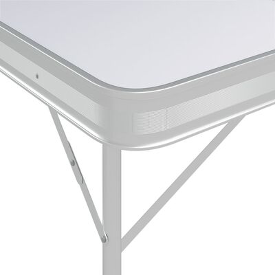 vidaXL Kokoontaitettava retkipöytä 2 penkillä alumiini valkoinen