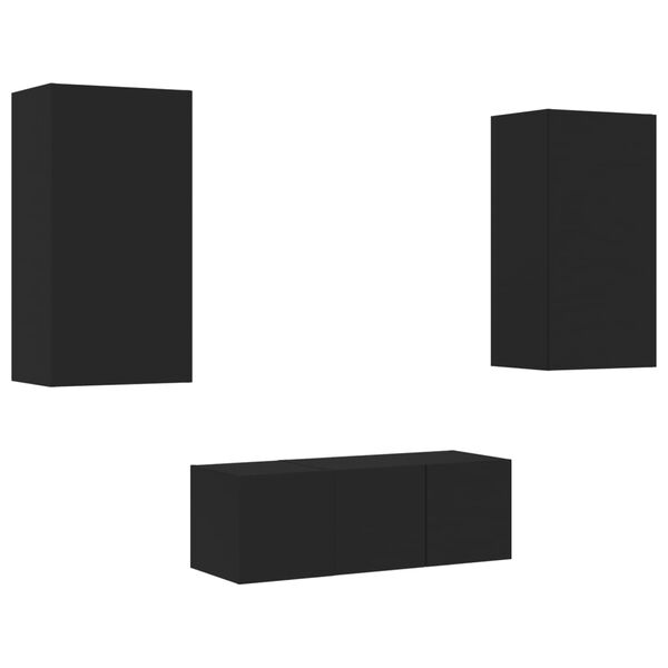 vidaXL 4-osainen LED TV-kaappisarja musta tekninen puu