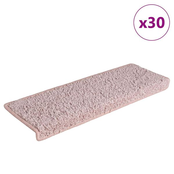 vidaXL Porrasmatot 30 kpl 65x21x4 cm valkoinen ja vaaleanpunainen suorakaiteen muotoinen reuna