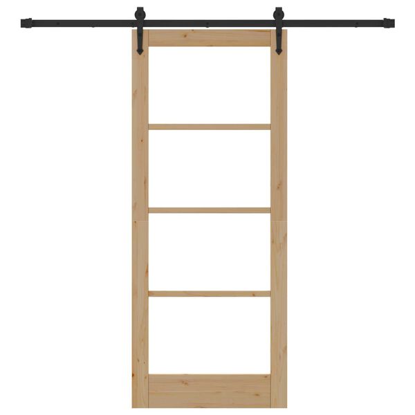 vidaXL Liukuovi Luonnollinen ja musta 83 x 202 cm T&auml;ysi m&auml;nty ja lasi