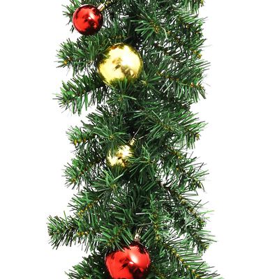 vidaXL Jouluköynnös koristeltu joulupalloilla ja LED-valoilla 5 m