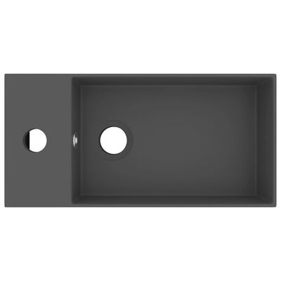 vidaXL Kylpyhuoneen pesuallas ylivuodolla keraaminen tumma harmaa