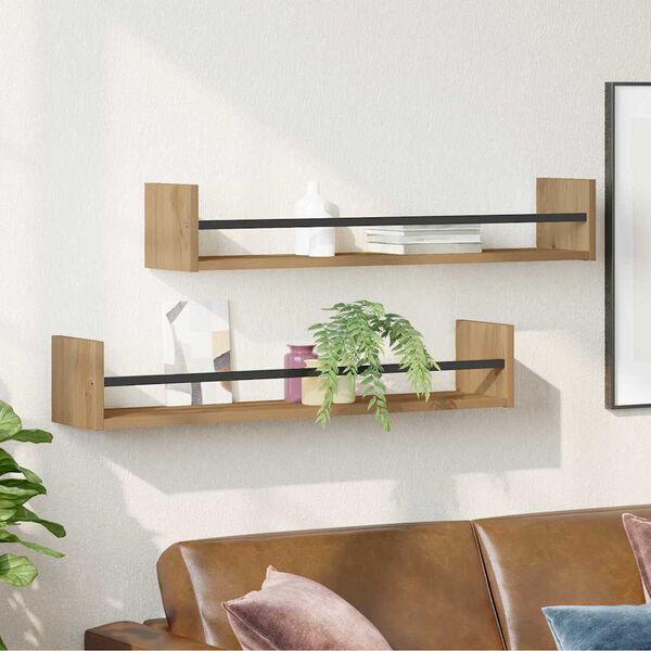 vidaXL Sein&auml;hylly s&auml;ilytystilassa 2 pcs Artisan tammi 80 x 16 x 14 cm