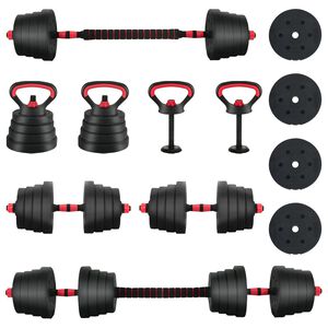 vidaXL 4-in-1 K&auml;sipainosetti 40 kg Musta ja punainen