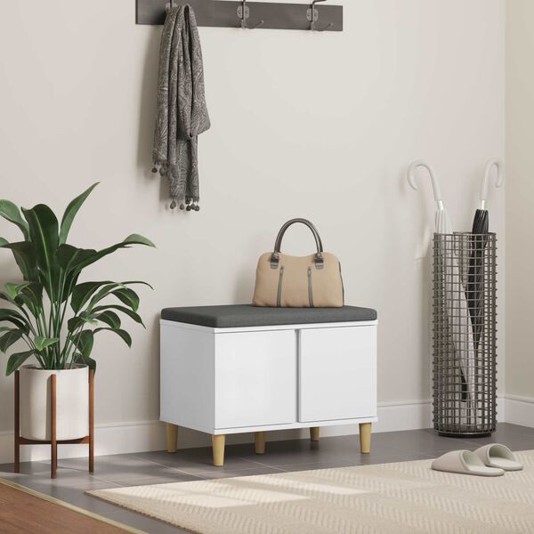 vidaXL Halli penkki Valkoinen 60 x 38 x 46 cm Insin&ouml;&ouml;ripuu ja kangas