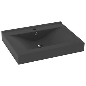 vidaXL Ylellinen pesuallas hanarei&auml;ll&auml; tummanharmaa 60x46 cm keraami