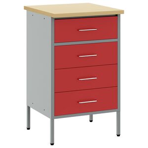 vidaXL Ty&ouml;p&ouml;yt&auml; laatikon kanssa Punainen ja harmaa 50 x 55 x 85 cm