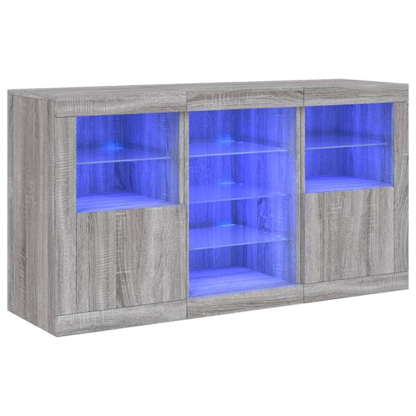 vidaXL Senkki LED-valoilla harmaa Sonoma 123x37x67 cm