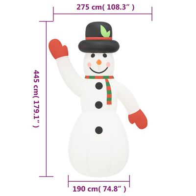 vidaXL Ilmatäytteinen jouluinen lumiukko LED-valoilla 455 cm