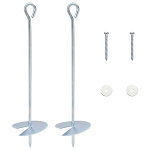 vidaXL Maakiinnike 2 pcs Hopea &Oslash;10 x 40 cm Galvanoitu Metalli